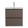 База под раковину BELBAGNO UNO-600-2C-SO-СO подвесная с фрезерованными ручками по всей длине фасада с двумя выкатн. ящ., Бежевый матовый, 600x455x608, UNO-600-2C-SO CO